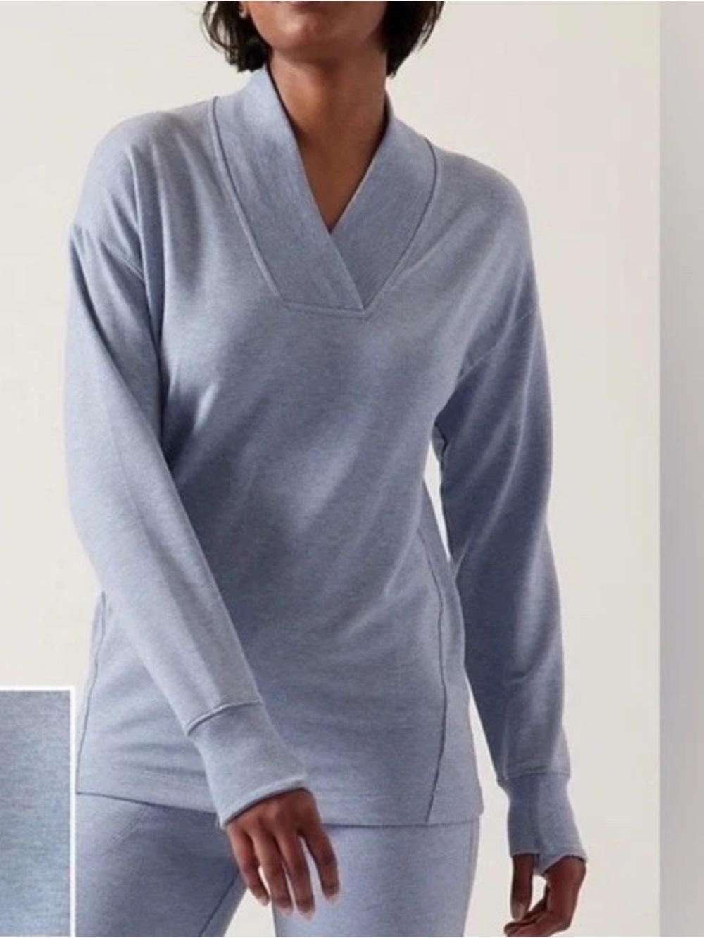 Athleta Light Blue Clarity V-Neck Pullover Sweater